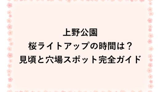 上野公園の桜ライトアップ2026の時間は？見頃と穴場スポット完全ガイド